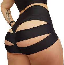 Photo 1 of BZB Women's Cut Out Yoga Shorts Scrunch Booty Hot Pants High Waist Gym Workout Active Butt Lifting Sports Leggings, SIZE XL