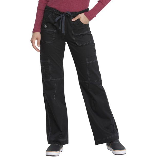 Photo 1 of Dickies Gen Flex Scrubs Pant for Women Low Rise Drawstring Cargo 857455T, XS Tall, Black
