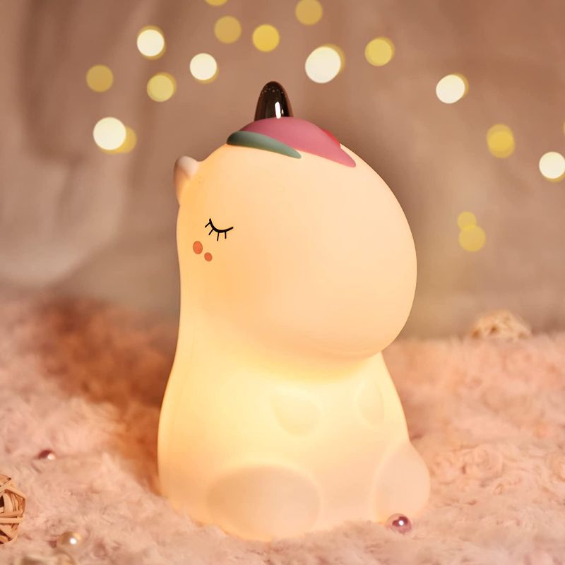 Photo 1 of Cute Squishy Horse Night Light - Silicon Horse Pets Nursery Color Changing LED Decor Sleep Lamp Lights with Touch Sensor for Kids, Childrens, Toddler, Baby, and Girls
