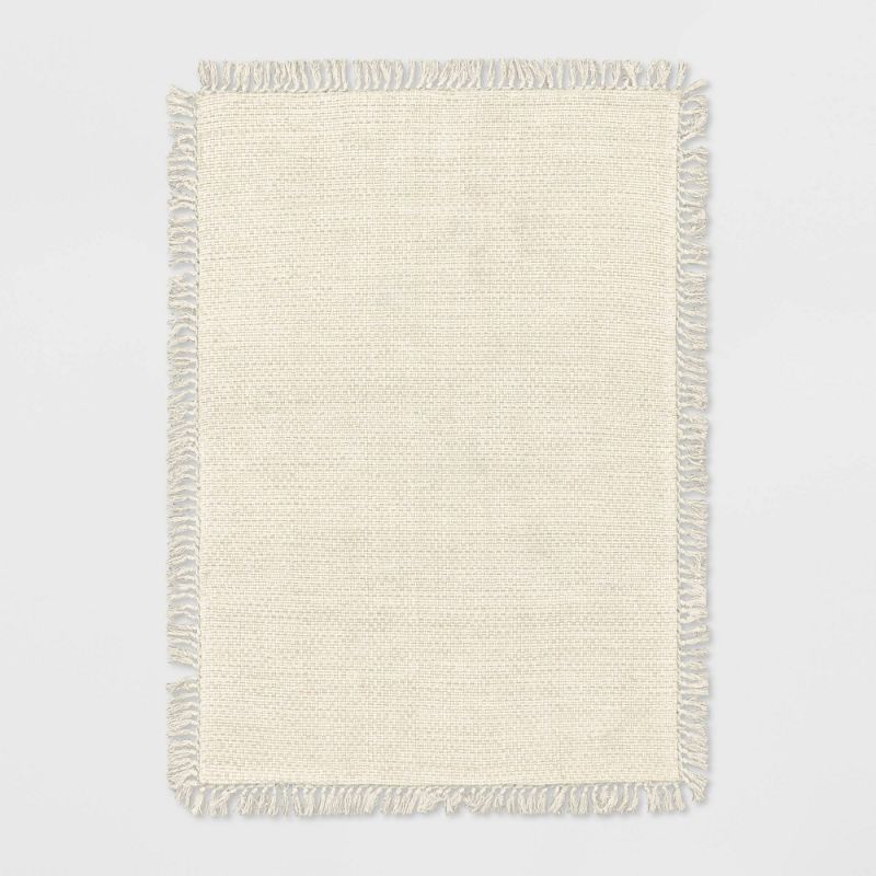 Photo 1 of 5'x7' Kingstown Woven Fringe Rug Tan - Threshold™
