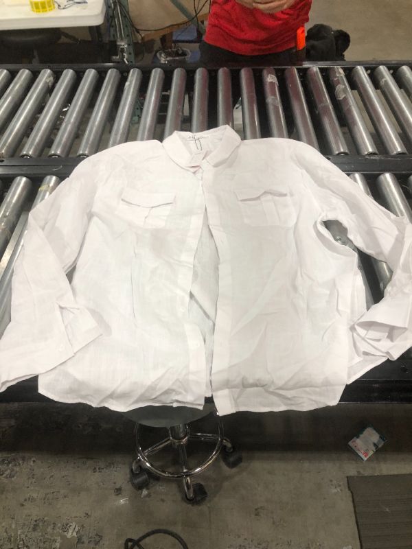 Photo 1 of 3XL, White sheer button up shirt 