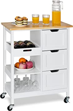 Photo 1 of YITAHOME Rolling Serving Utility Trolley Cart On Wheels with 3 Drawers and 3 Storage Shelves in white