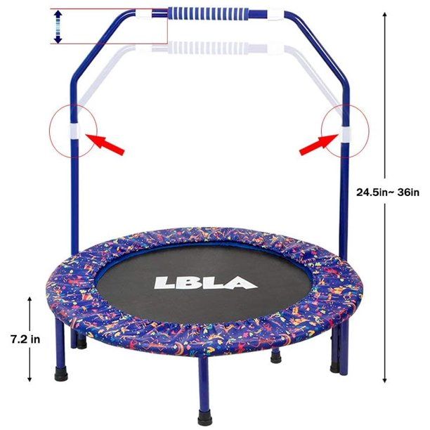 Photo 1 of 36-Inch Mini Foldable Kids Trampoline with Adjustable Handrail and Safety Padded Cover 