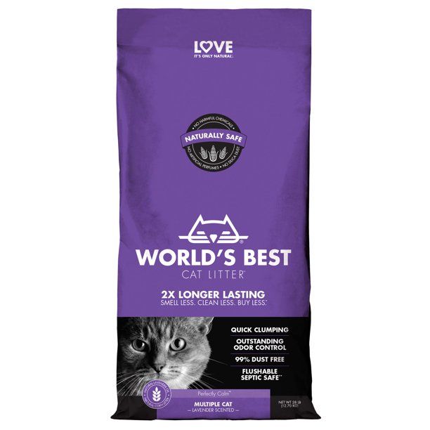 Photo 1 of World's Best Cat Litter Multiple Cat Clumping, Lavender Scented, 28 lb