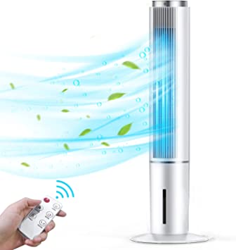 Photo 1 of Air Cooler-HiFresh Evaporative Cooling Fan&Bladeless Tower Fan w/ Remote, 3 Wind Speeds&Cool Mode, Humidification/Cooling w/Ice Packs, 80°Ooscillation, 12-Hour Timer, Quiet for Home/Office, 32-Inch