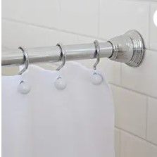Photo 1 of  Decorative Shower Curtain Rod, Rust-Resistant, No Drilling, Non-Slip Spring Tension Rod, Bathroom Essentials Adjustable 42"-72" Inches - Chrome