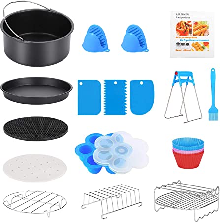 Photo 1 of 17 Pcs Air Fryer Accessories with Recipe Cookbook for Growise Phillips Cozyna Fits All 3.2QT - 5.8QT Air Fryer, 7in Deep Fryer Accessories