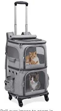 Photo 1 of HOVONO Double-Compartment Pet Carrier Backpack with Wheels for Small Cats and Dogs