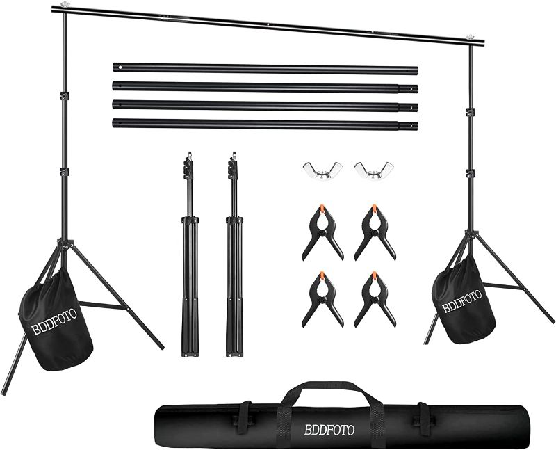 Photo 1 of Backdrop Stand 6.5x10ft/2x3m, BDDFOTO Photo Video Heavy Duty Background Stand Support System for Parties with Carring Bag for Green Screen Muslin