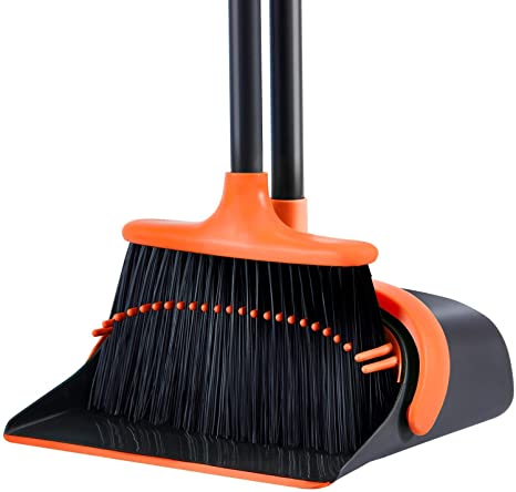 Photo 1 of Broom and Dustpan, Broom and Dustpan Set for Home, Dustpan with 52" Long Handle Broom Combo Set, Standing Dustpan and Broom Set for Home Kitchen Room Office Lobby Floor Cleaning(Orange)
