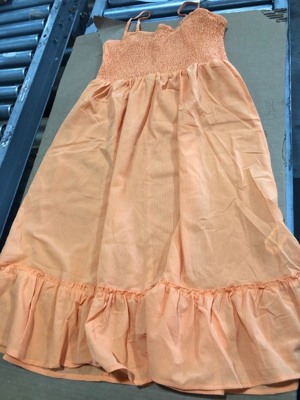 Photo 2 of CUPSHE Adalyn Orange Smocked Ruffle Trim Dress, LARGE
