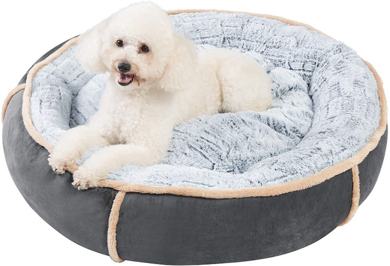 Photo 1 of BingoPaw Donut Shape Dog Bed,Calming Dog Bed with Removable Center Pillow,Plush Dog Cuddler Bed with Waterproof Inner Removable Washable Cover XL
