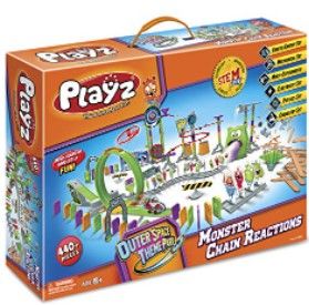 Photo 1 of Playz Skylab Adventure Monster Chain Reactions Marble Run Science Kit STEM Toy with Race Tracks for Boys & Girls, Kids Roller Co
