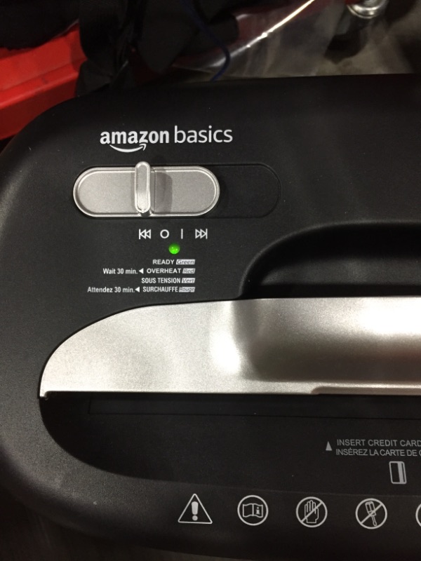 Photo 4 of Amazon Basics 8-Sheet Capacity, Cross-Cut Paper and Credit Card Shredder, 4.1 Gallon
