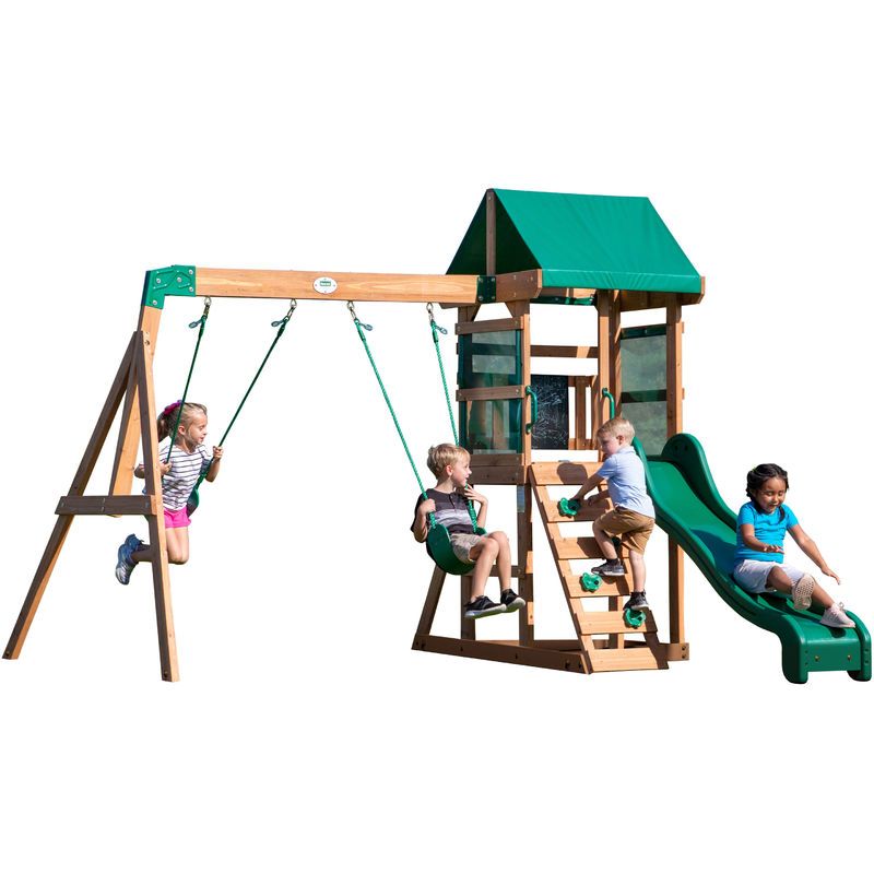 Photo 1 of Backyard Discovery Backyard Discovery Buckley Hill Residential Wood Playset/Swing Set 2001046 BOX 1 OF 2 NOT A COMPLETE ITEM 
