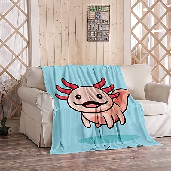 Photo 1 of Axolotl Blanket,Plush and Warm Home Soft Cozy Portable Fuzzy Throw Blankets for Couch Bed Sofa,Cute Axolotl (Ambystoma Mexicanum) in Front of A Light Blue,60"x80"
