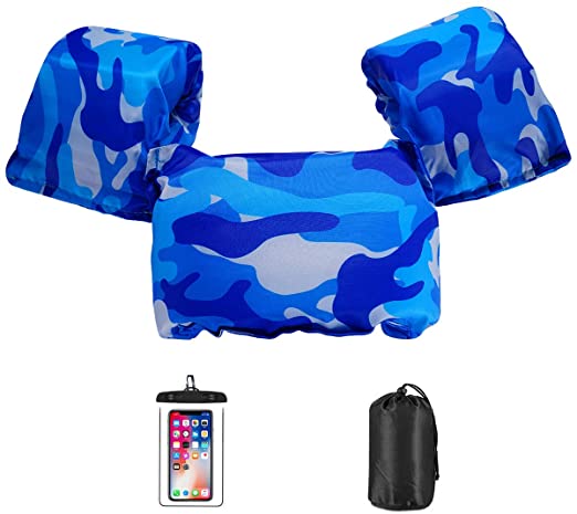 Photo 1 of AmazeFan Kids Swim Life Jacket Vest for Swimming Pool, Swim Aid Floats with Waterproof Phone Pouch and Storage Bag,Suitable for 30-50 lbs Infant/Baby/Toddler,Children/Sea/Beach
