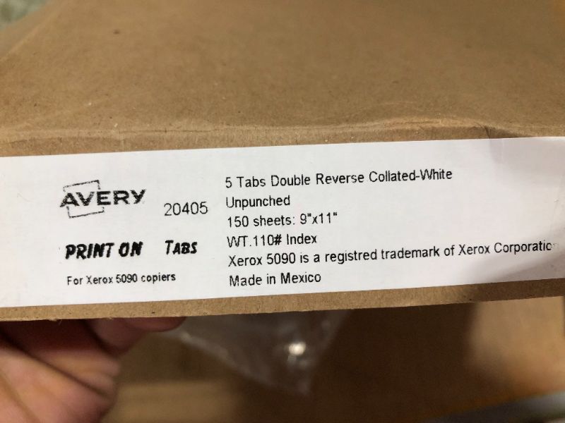 Photo 3 of Avery® High-Speed Copier Print-On Tabs - 150 x Divider(s) - Print-on Tab(s) - 5 - 5 Tab(s)/Set - 8.5" Divider Width x 11" Divider Length - White Paper Divider - White Paper Tab(s) - 150 / Box