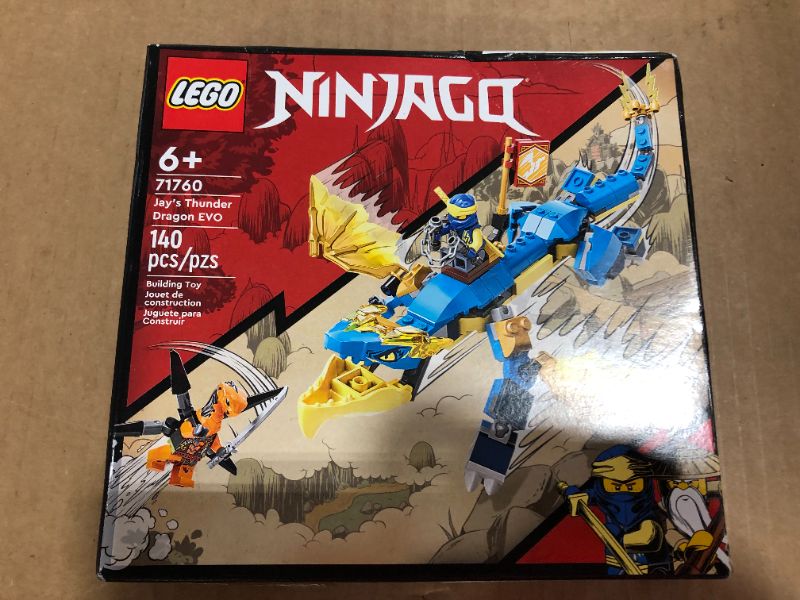 Photo 2 of LEGO NINJAGO Jay’s Thunder Dragon EVO 71760 Playset Featuring a Posable Dragon Toy, NINJAGO Jay and a Snake Toy; Building Kit for Kids Aged 6+ (140 Pieces)