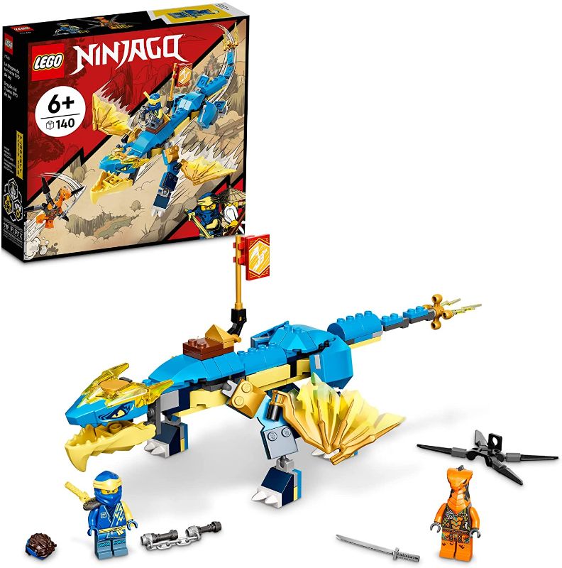Photo 1 of LEGO NINJAGO Jay’s Thunder Dragon EVO 71760 Playset Featuring a Posable Dragon Toy, NINJAGO Jay and a Snake Toy; Building Kit for Kids Aged 6+ (140 Pieces)