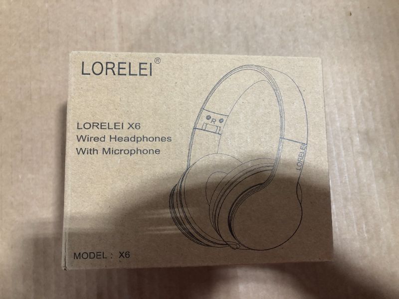 Photo 2 of LORELEI X6 Over-Ear Headphones with Microphone, Lightweight Foldable & Portable Stereo Bass Headphones with 1.45M No-Tangle, Wired Headphones for Smartphone Tablet MP3 / 4 (Space Black)