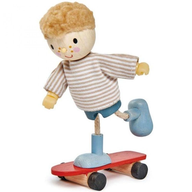 Photo 1 of Tender Leaf Edward Goodwood Wooden Doll with Skateboard and Door Knob Covers