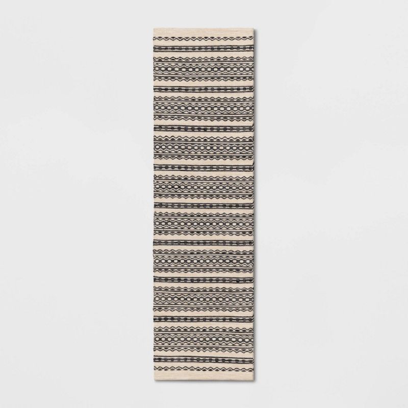 Photo 1 of 2'x7' Runner Norwalk Washable Striped Rug Black/Tan - Threshold™