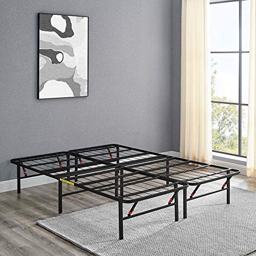 Photo 1 of [Queen] Amazon Basics Foldable, 14" Metal Platform Bed Frame with Tool-Free Assembly, No Box Spring Needed