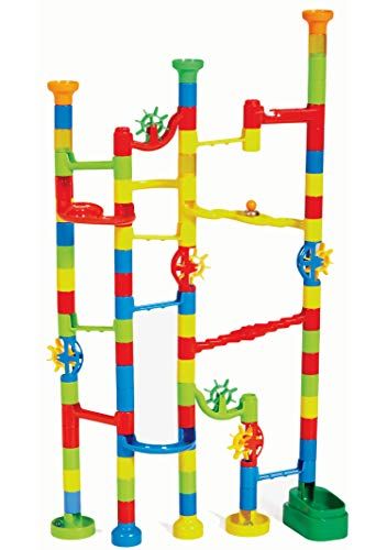 Photo 1 of 100 Piece Marble Run Toy Set - 80 Colorful Pieces + 20 Marbles to Build Your Own Maze Race Track