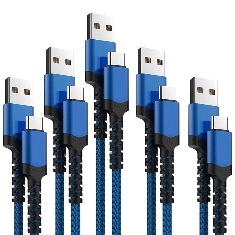 Photo 1 of USB Type C Cable 5Pack (3/3/6/6/10FT) Nylon Braided USB C Cable Fast Charger