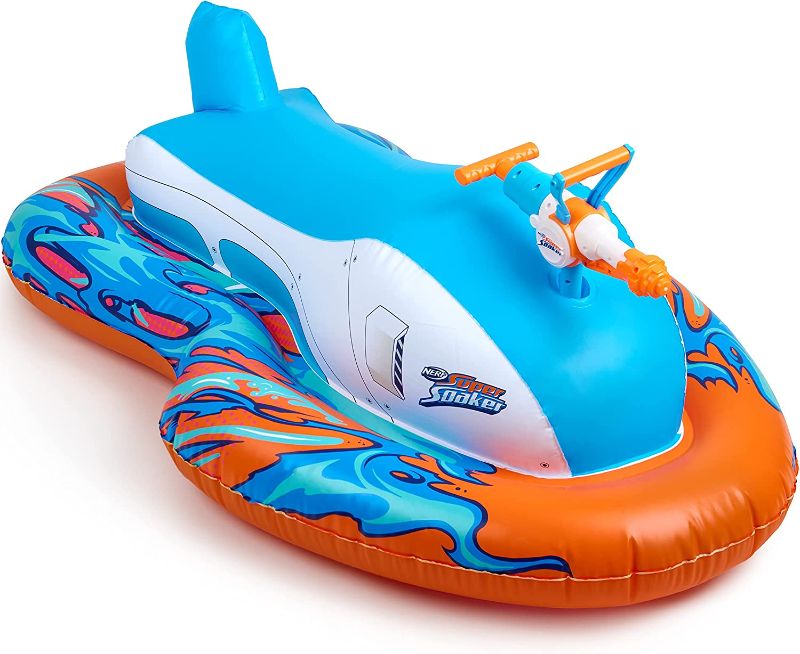 Photo 1 of Nerf Super Soaker Stormforce Ride-On Racer – Inflatable Pool Float with Pool-Fed Mega Water Blaster