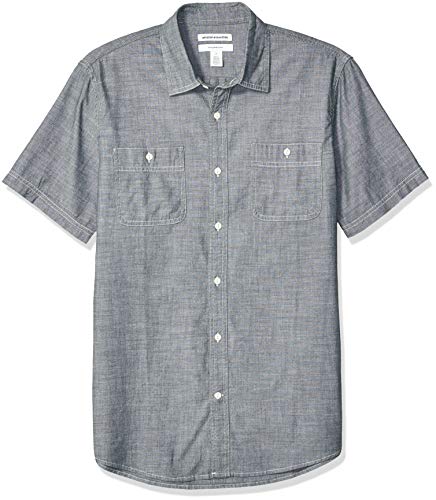 Photo 1 of [Size Large] Amazon Essentials Men's Slim-Fit Short-Sleeve Chambray Shirt, Grey
