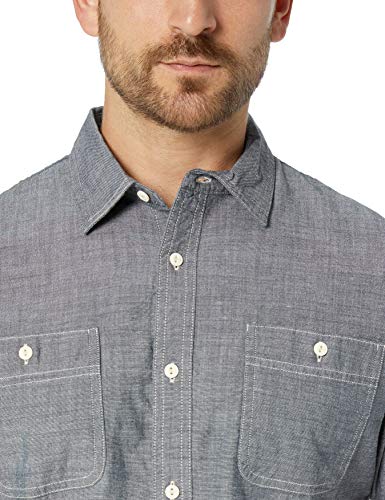 Photo 2 of [Size Large] Amazon Essentials Men's Slim-Fit Short-Sleeve Chambray Shirt, Grey
