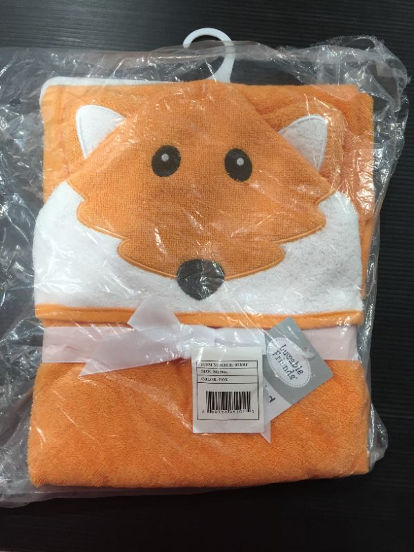 Photo 2 of Luvable Friends Baby Boy Cotton Animal Face Hooded Towel 