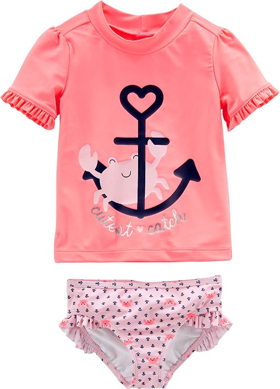 Photo 1 of [Size 3T] Simple Joys by Carter'sToddlers 2-Piece Rashguard Set- Pink Cutest Catch