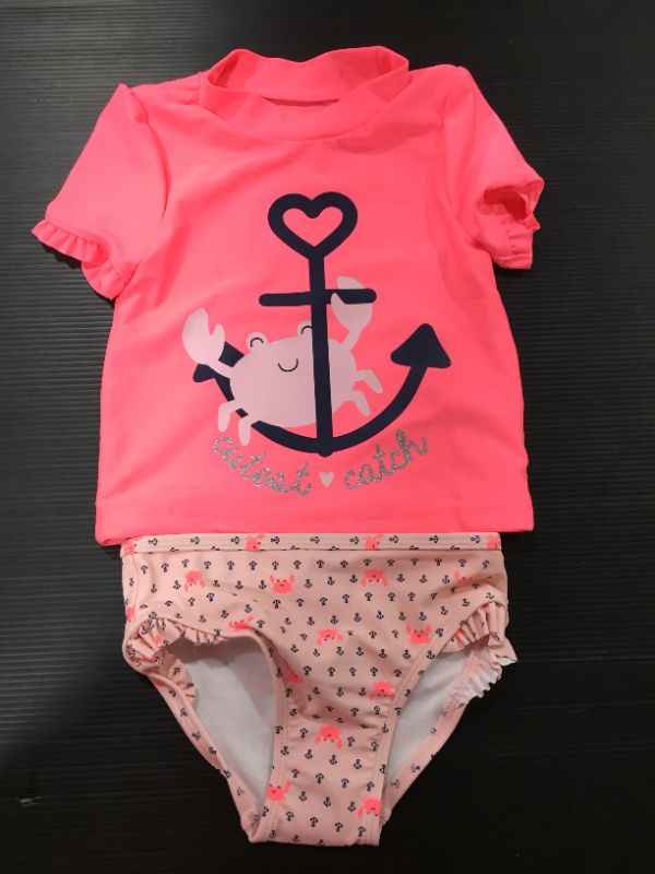 Photo 2 of [Size 3T] Simple Joys by Carter'sToddlers 2-Piece Rashguard Set- Pink Cutest Catch