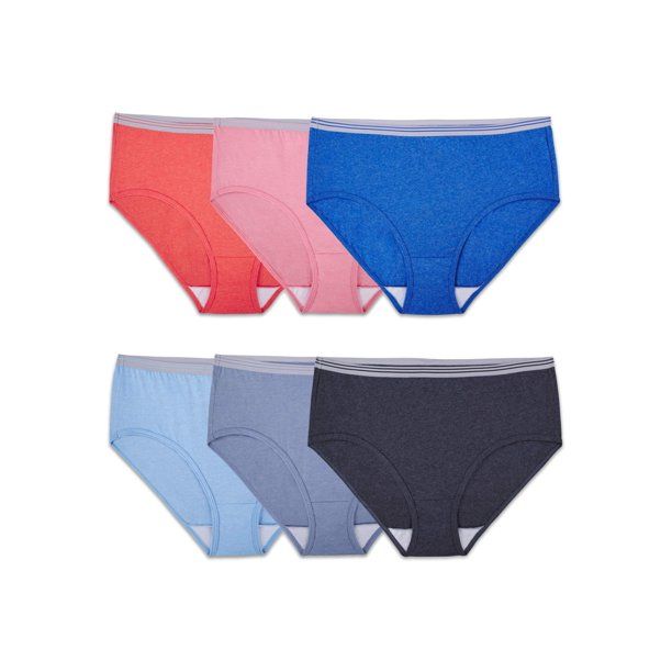 Photo 1 of [6-Pack] [Size 7- L] Fruit of the Loom Women Heather Low-Rise Brief Panties 