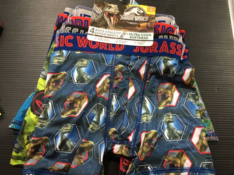 Photo 3 of [Size 6] Jurassic World Boys Underwear, 4 Pack Athletic Boxer Briefs
