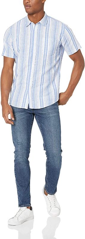 Photo 2 of [Size S] Amazon Essentials Men's Regular-Fit Short-Sleeve Linen Cotton Shirt