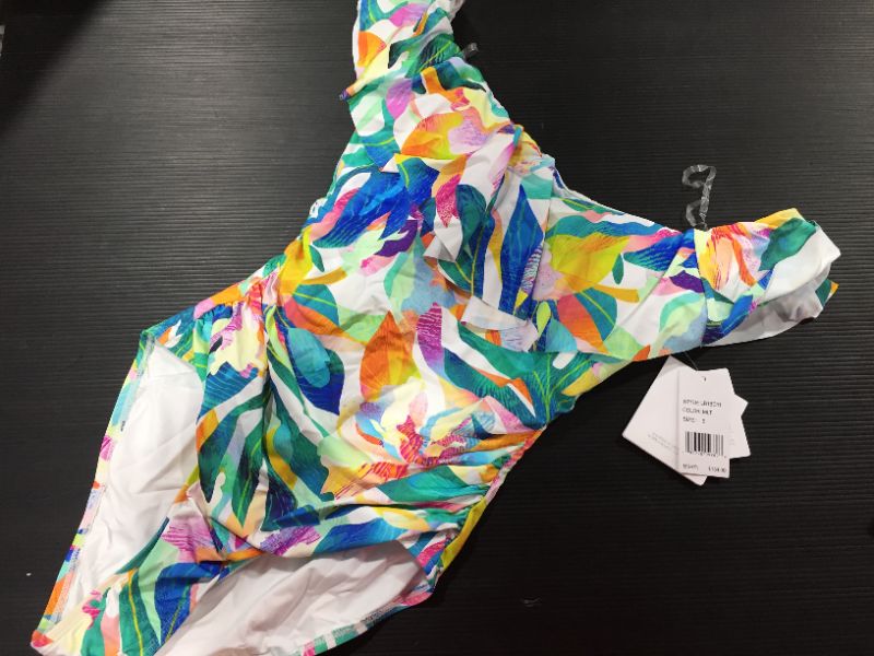 Photo 1 of [Size 6] LA BLANCA Women's Blue Tropical Print Stretch Removable Cups Lined