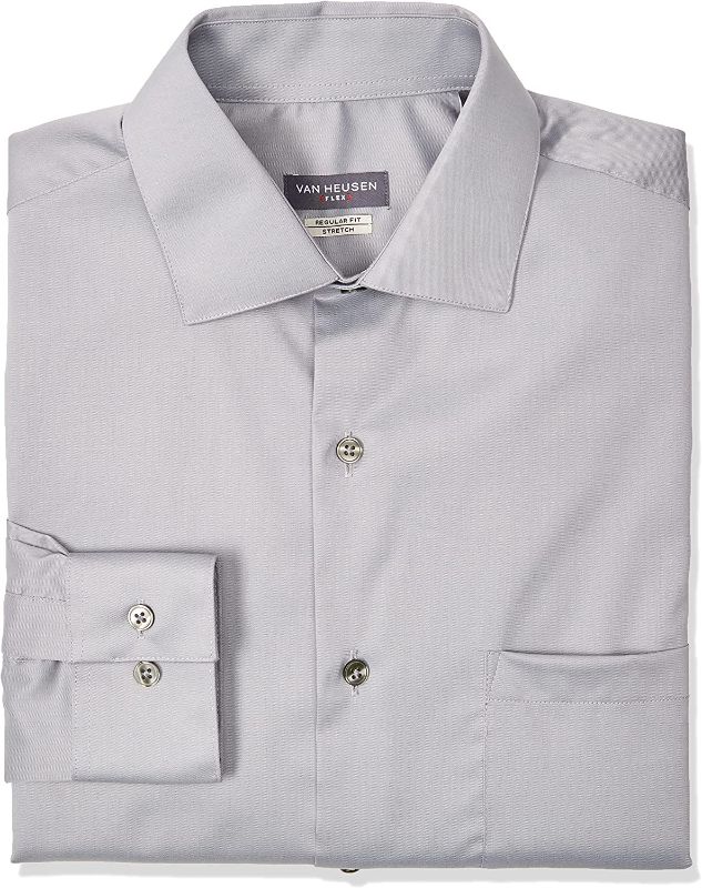 Photo 1 of Van Heusen Men's Dress Shirt Regular Fit Flex Collar Stretch Solid [16.5"Neck, 34-35" Sleeve]