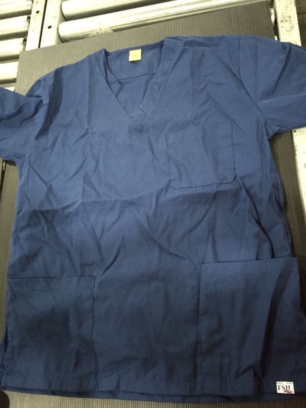 Photo 2 of [Size S R] Fashion Seal Unisex V-Neck 3-Pocket Scrub Shirt - Navy