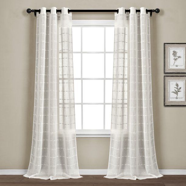 Photo 1 of [2 Panels] Lush Decor Textured Grommet Sheer Curtain Set 38.00 X 0.01 2 Panels