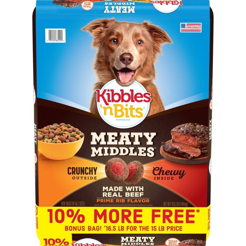 Photo 1 of [EXP 4-9-22] Kibbles 'n Bits Meaty Middles Prime Rib Flavor, Dry Dog Food, 16.5 lb.