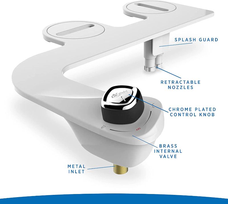 Photo 2 of Bio Bidet by Bemis SlimEdge Dual Nozzle Bidet Attachment with Bemis Round Toilet Seat, Fresh Water Spray Non Electric, Easy to Install