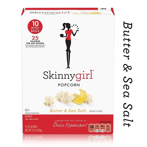 Photo 1 of [2 Pack] Skinnygirl Butter & Sea Salt Microwave Popcorn, 42.5 g, 10 count [EXP 2-15-22]