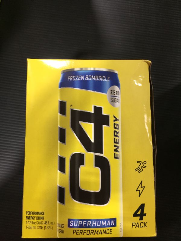 Photo 4 of [Pack of 8] C4 Energy Drink 12oz - Frozen Bombsicle - Sugar Free Pre Workout Performance Drink with No Artificial Colors or Dyes [EXP 3-22]