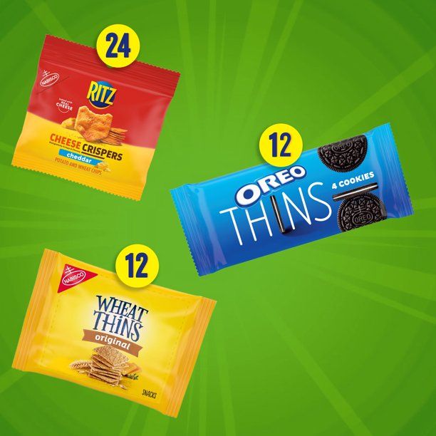 Photo 2 of [EXP 12-21] OREO Thins Chocolate Sandwich Cookies, RITZ Cheese Crispers Cheddar Chips & Wheat Thins Crackers Variety Pack, 48 Snack Packs