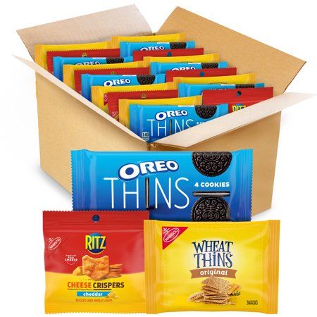 Photo 1 of [EXP 12-21] OREO Thins Chocolate Sandwich Cookies, RITZ Cheese Crispers Cheddar Chips & Wheat Thins Crackers Variety Pack, 48 Snack Packs