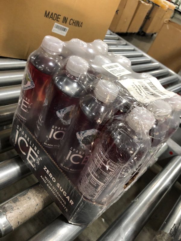 Photo 1 of Sparkling ICE, Black Raspberry Sparkling Water, Zero Sugar Flavored Water, with Vitamins and Antioxidants, Low Calorie Beverage, 17 fl oz Bottles (Pack of 12), exp: 3.16.22
